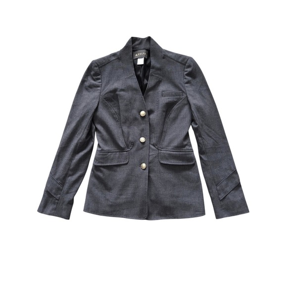 Delta Air Lines Womens Gray Career Blazer Jacket Logo Buttons Size 0 Uniform NEW